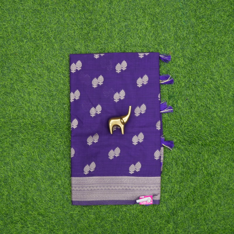 Purple Color Banarasi Silk Leaf Butta Fancy Saree