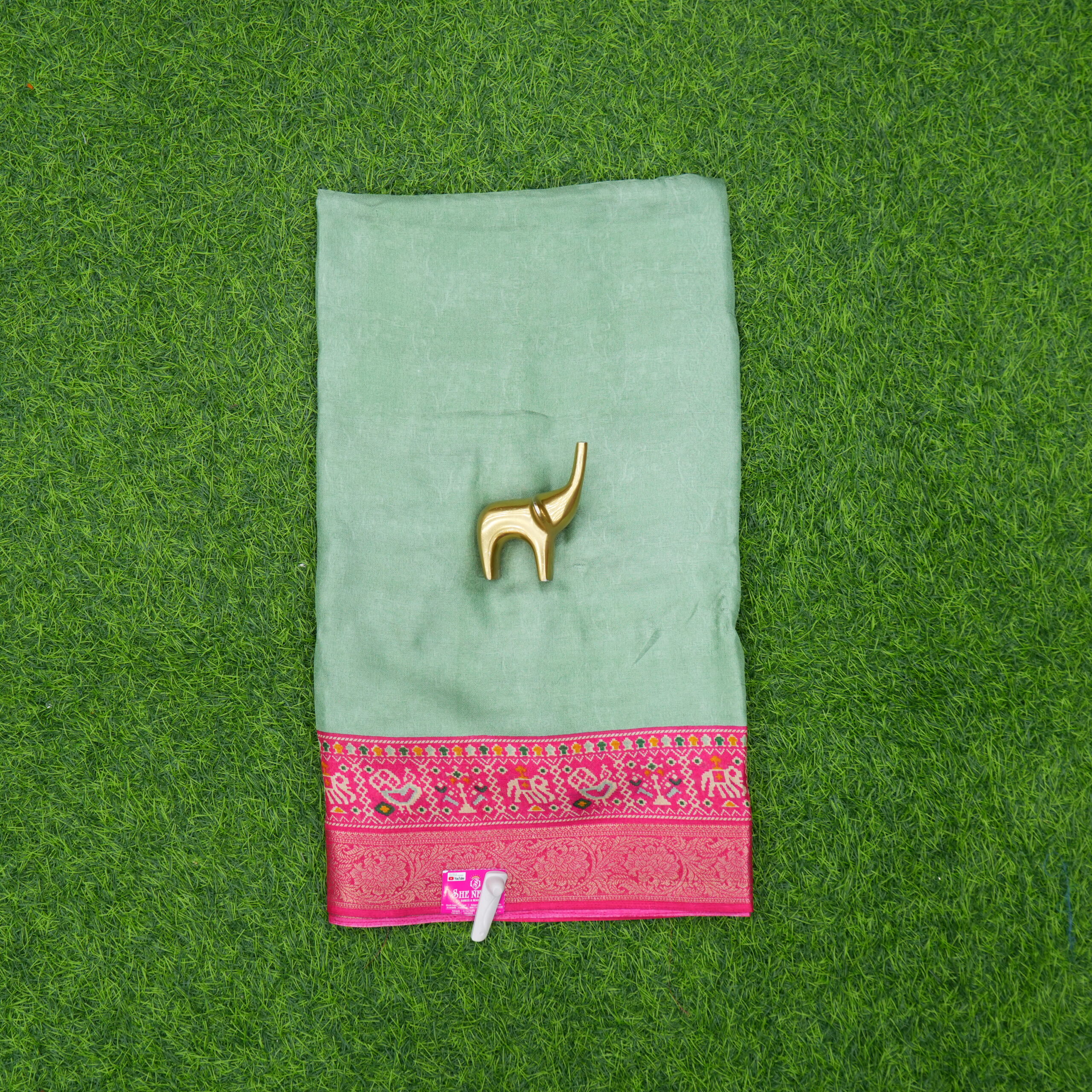 Green and Pink Color Designer Daily Wear Saree