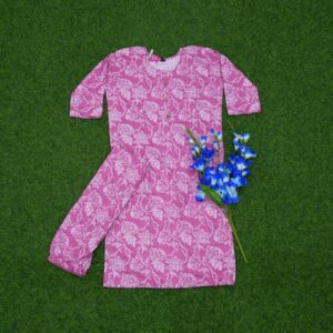 17 300 Pink Color Jaipuri Floral Printed 2-Piece Designer Dress