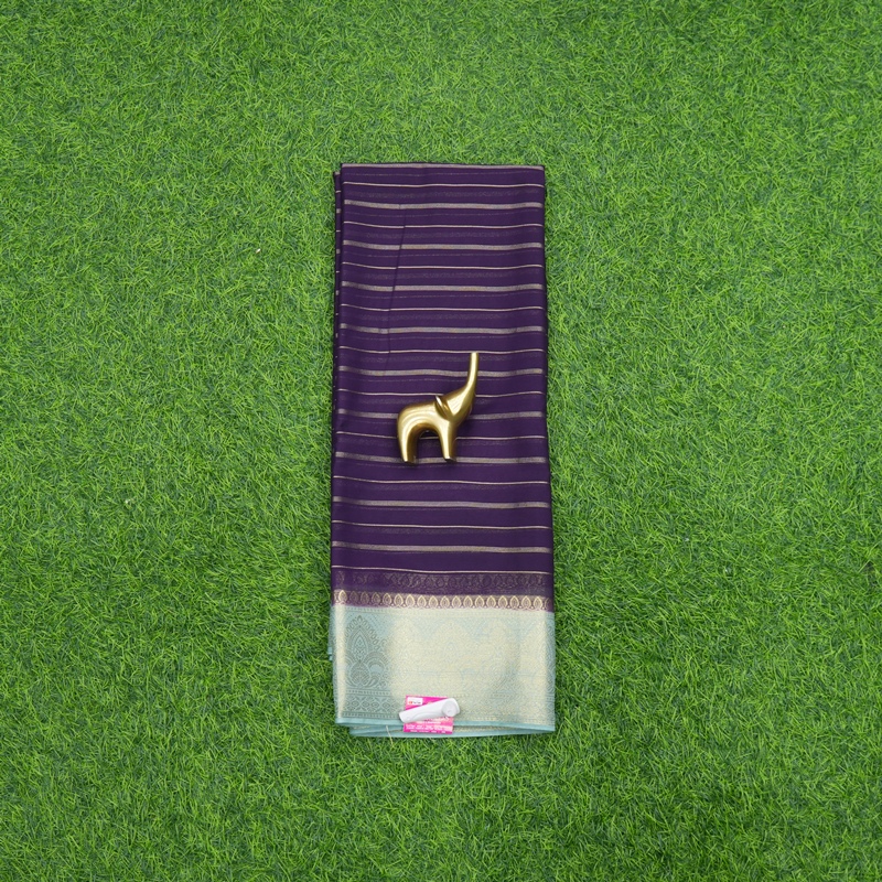Purple and Sea Green Color Gold Zari Traditional Mysore Silk Fancy Saree