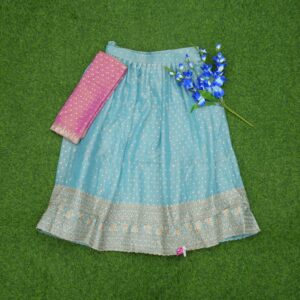 2 2550 Sea Green and Baby Pink Color Designer Traditional Half Saree
