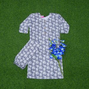 2 300 Grey Color Floral Printed 2-Piece Designer Dress