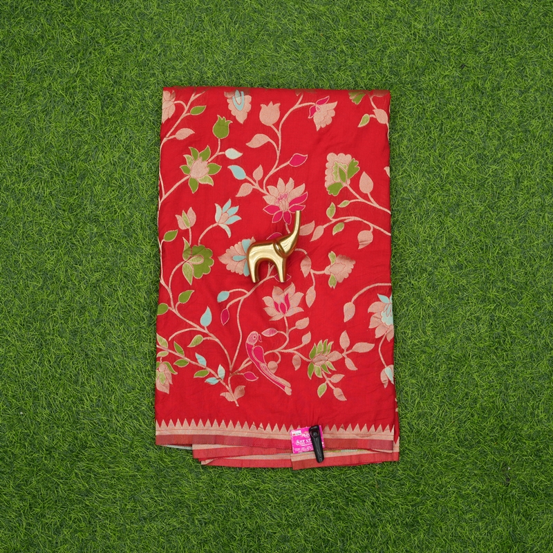 Red Color Banarasi Katan Silk Shikargah Fancy Saree