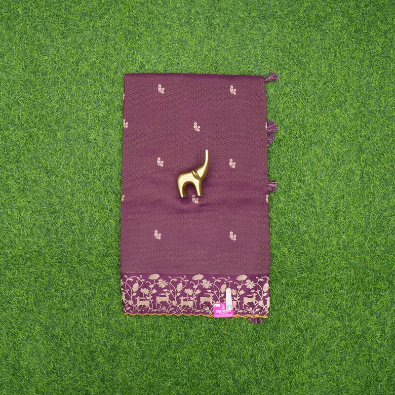 Wine Color Banarasi Shikargah Border Designer Fancy Saree