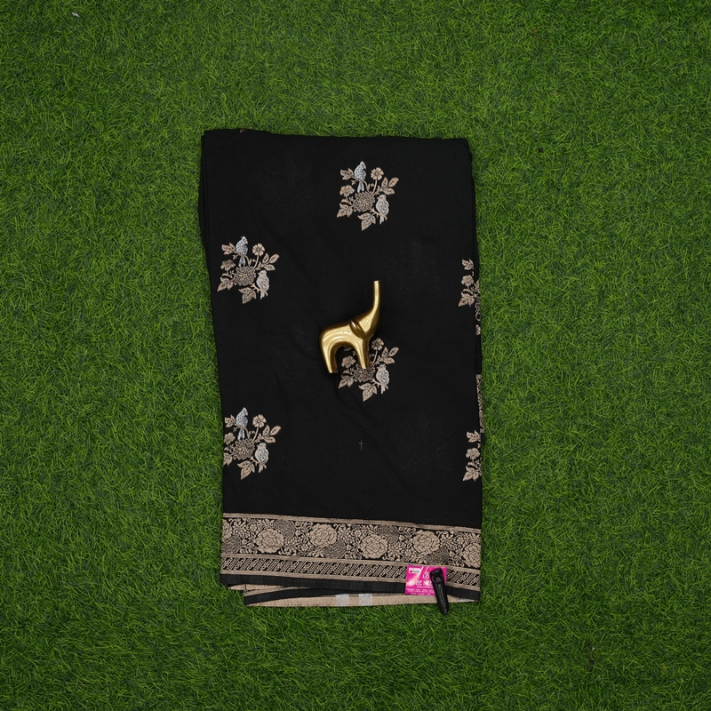 Black Color Banarasi Katan Silk Butta Fancy Saree