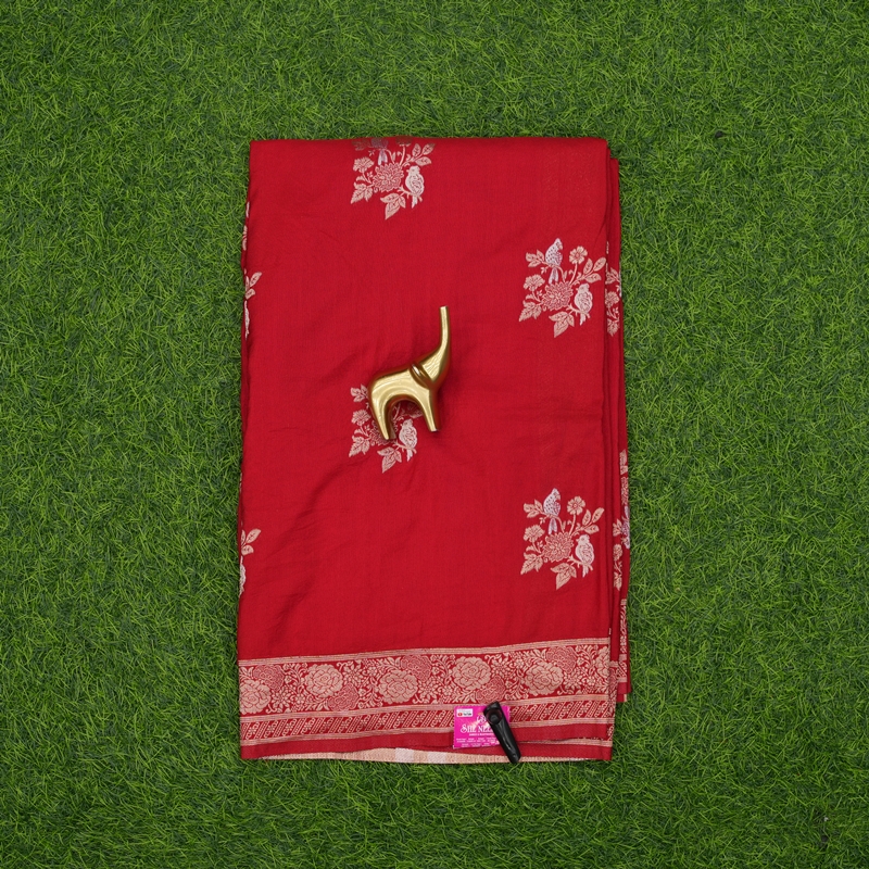 Red Color Banarasi Katan Silk Butta Fancy Saree