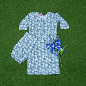 3 300 Sea Green Color Floral Printed 2-Piece Designer Dress