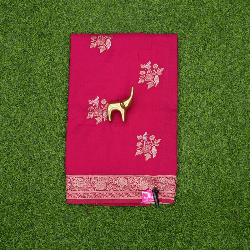 Rani Pink Color Banarasi Katan Silk Butta Fancy Saree