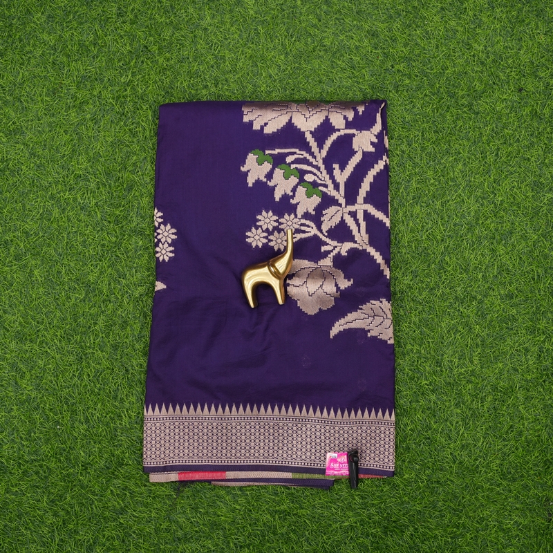 Purple Color Banarasi Silk Floral Butta Fancy Saree