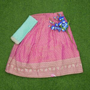 Pink and Sea Green Color Designer Traditional Half Saree