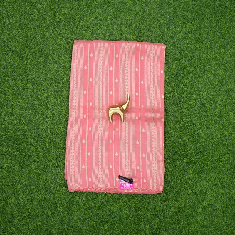 Peach Color Viscose Zari with Embroidered Designer Fancy Saree