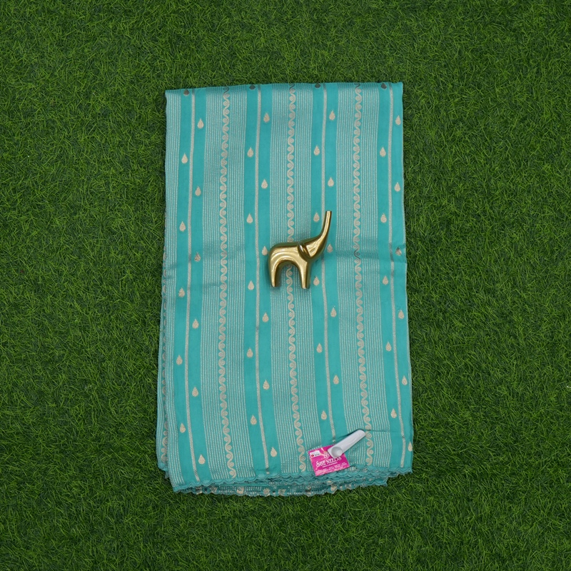 Turquoise Color Viscose Zari with Embroidered Designer Fancy Saree