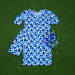 5 300 Blue Color Bold Floral Printed 2-Piece Designer Dress