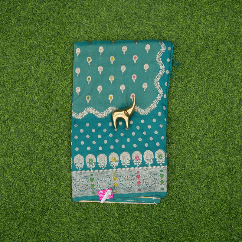 Sea Green Color Banarasi Silk Butta & Meenakari Fancy Saree