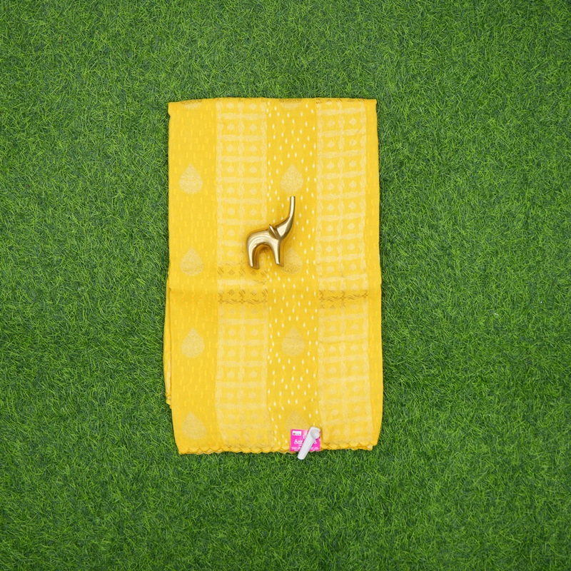 Mustard Yellow Color Georgette Banarasi Designer Fancy Saree