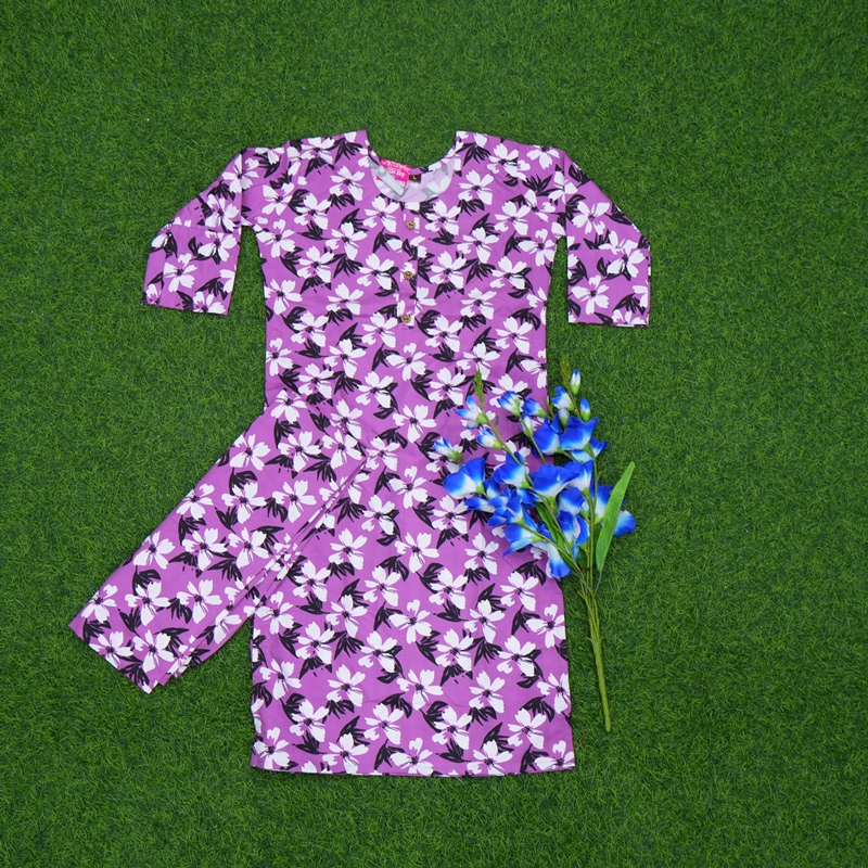 Pink Color Bold Floral Printed 2-Piece Designer Dress