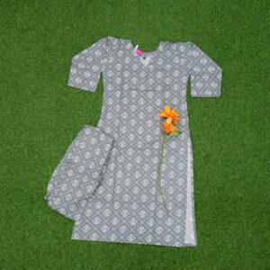 7.500 Grey and White Color Geometric Bandhani Printed Ethnic Co-ord Set