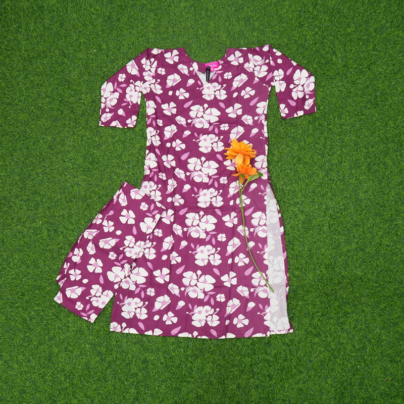 Purple and White Color Floral Printed Ethnic Co-ord Set