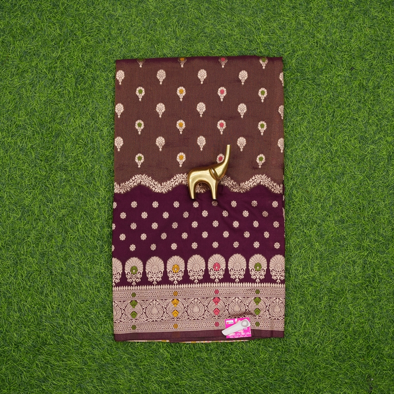 Wine Color Banarasi Silk Butta & Meenakari Fancy Saree