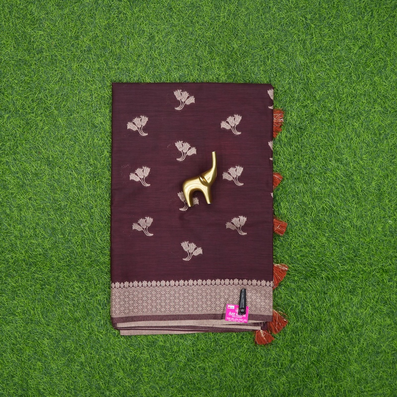 Wine Color Banarasi Silk Zari Butty's Fancy Saree