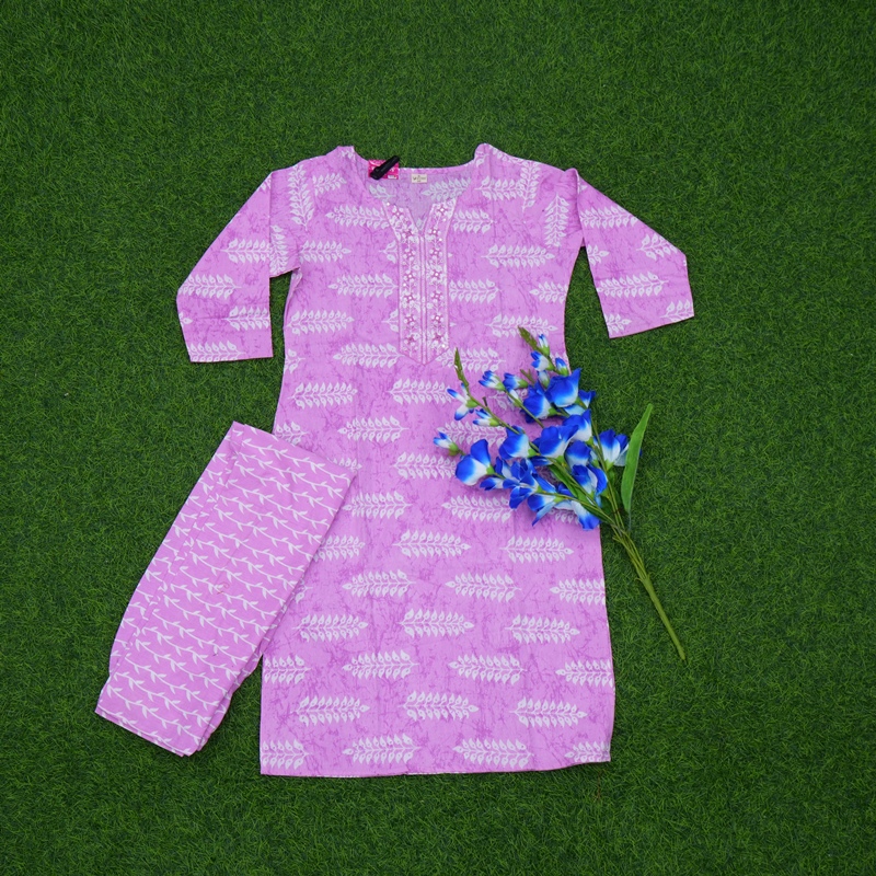 Pink Color Geometric Printed 2-Piece Designer Dress