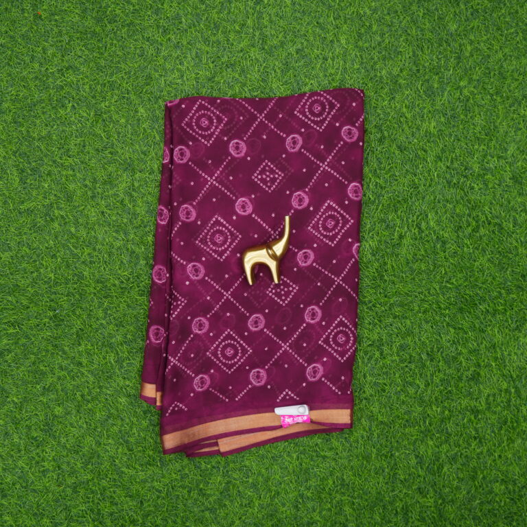 Dark Maroon Color Bandhani Print Designer Daily Wear Saree