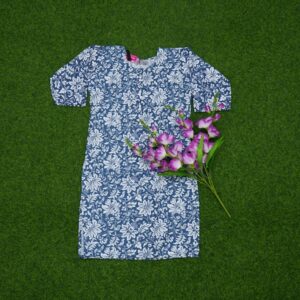 Indigo Blue and White Color Floral Printed Designer Top