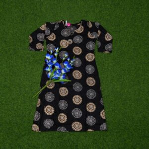 Black Color Circular Mandala Geometric Print Designer Top