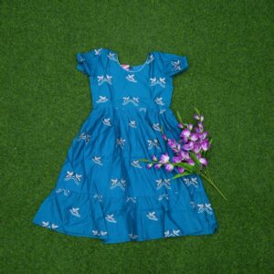 Blue Color Dove Motifs Printed Designer Long Frock