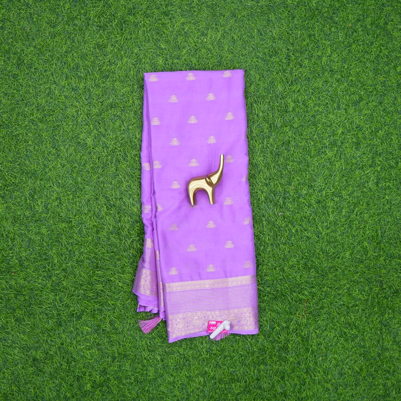 Lavender Color Traditional Butta Motifs Banarasi Fancy Saree