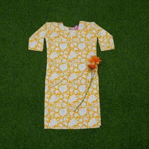 Yellow and White Color Floral Printed Designer Top
