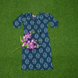 12 400 Teal Blue Color White Traditional Floral Bootis Designer Top