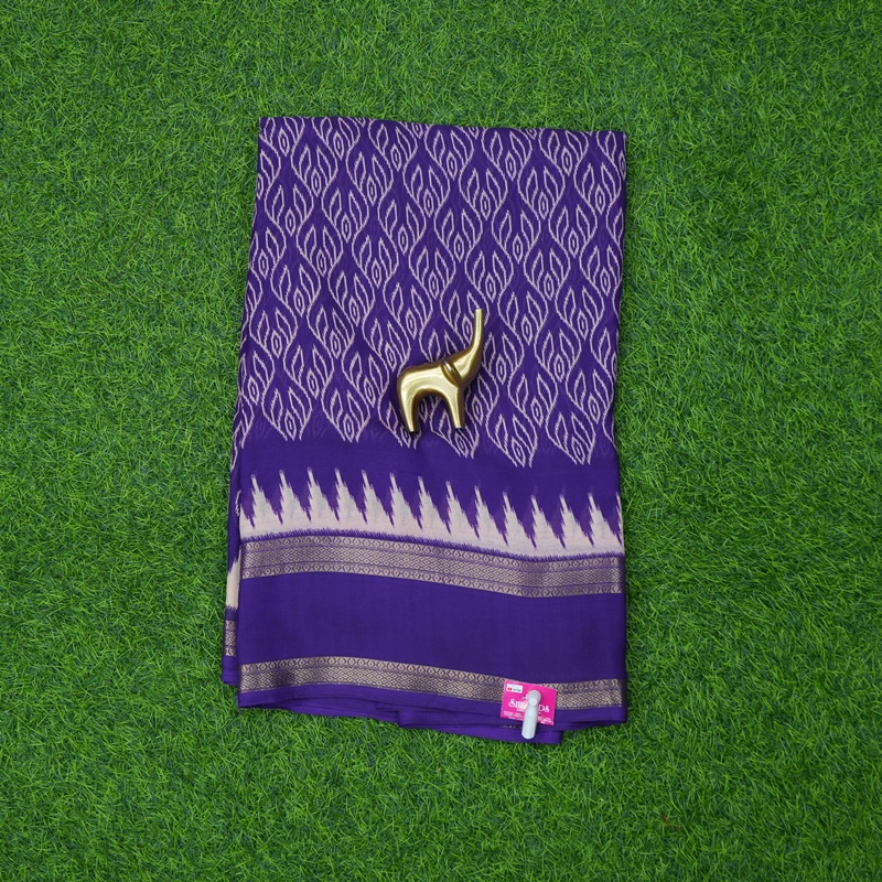 Purple Color Geometric Pochampally Ikat Print Saree