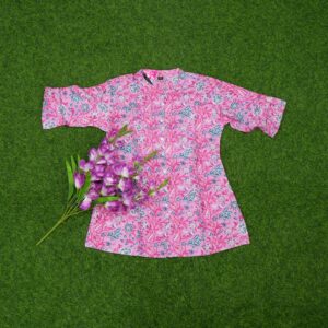 Light Pink Color White Traditional Jaal Floral Print Designer Top