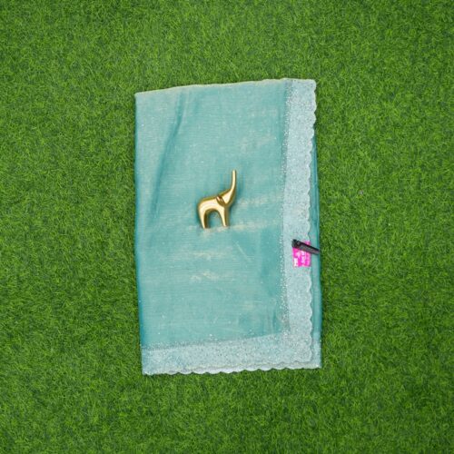 Sea Green Color Georgette Shimmer With Sequined Border Fancy Saree