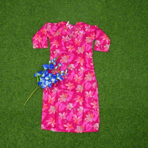 Pink Color Tropical Floral and Leaf Print Designer Top