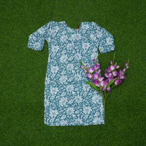 Sea Green and White Color Floral Printed Designer Top