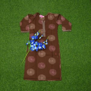 Brown Color Circular Mandala Geometric Print Designer Top