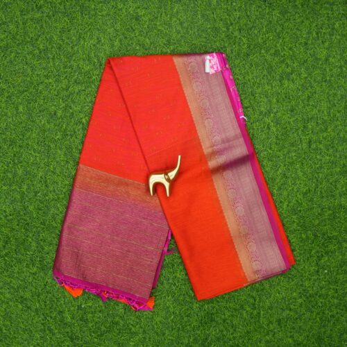 Orange and Pink Color Bhagalpuri Tussar Silk Saree