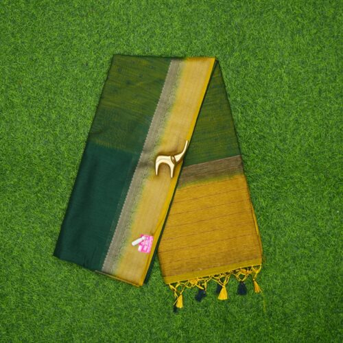 Mehendi Green and Yellow Color Bhagalpuri Tussar Silk Saree