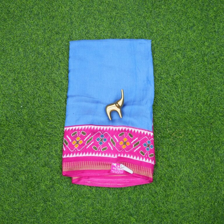 Sky Blue and Pink Color Patola Geometric Printed Sare
