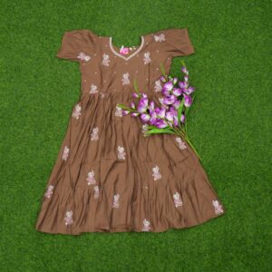 Brown Color Figurine Printed Traditional Anarkali Designer Long Frock