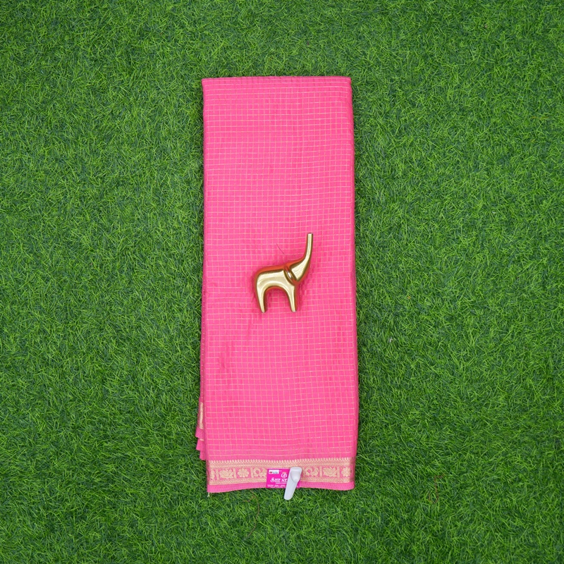 Rani Pink Color Traditional Kota Silk Zari Check Fancy Saree