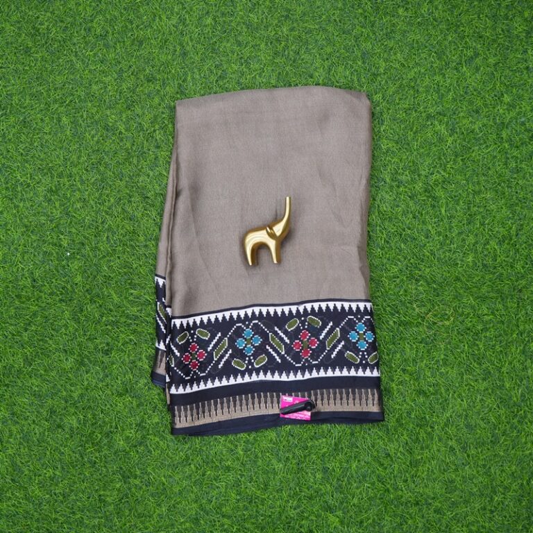 Brown and Black Color Patola Printed Geometric Sare