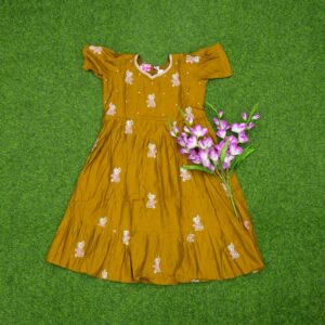 Mustard Yellow Color Figurine Printed Traditional Anarkali Designer Long Frock