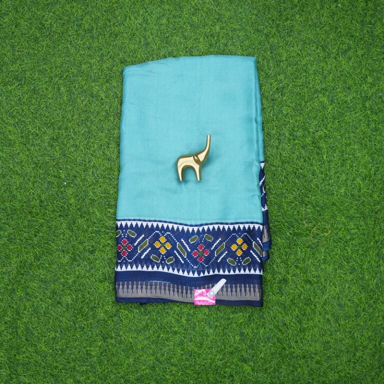 Aqua Blue and Blue Color Patola Geometric Printed Sare