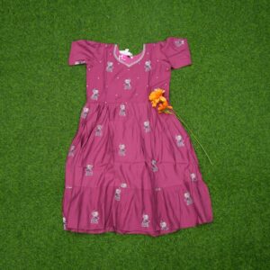 Wine Color Figurine Printed Traditional Anarkali Designer Long Frock