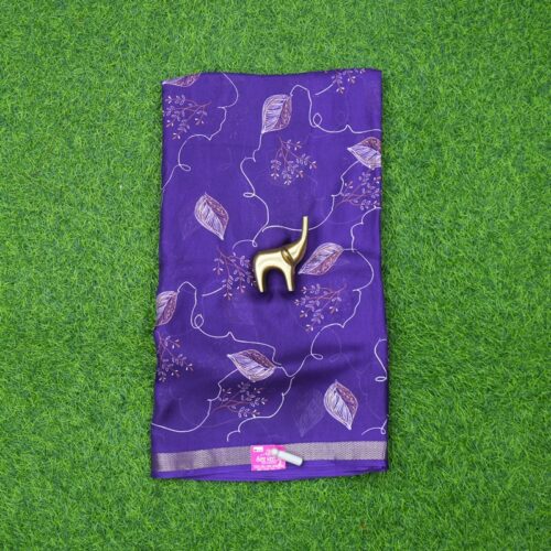 Purple Color Traditional Leaf Printed Georgette Saree