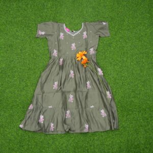 Sage Green Color Figurine Printed Traditional Anarkali Designer Long Frock