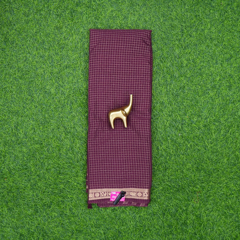 Wine Color Traditional Kota Silk Zari Check Fancy Saree